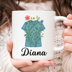 Personalized Nurse Mug, Nurse Coffee Mug, Nurse Lover Gift, Gift for Her, Gift for Nurse, Floral Mug, Gift for Nurse, Appreciation Gift