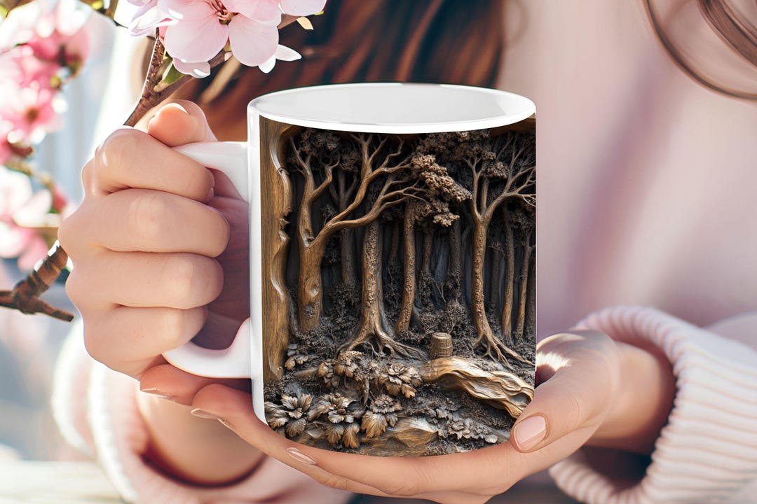 Personalized Forest Mug: Rustic Wooden Effect, Nature Coffee Mug - Etsy
