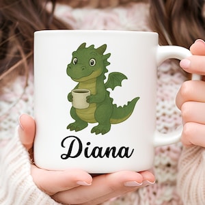 Personalized Dragon Mug, Dragon Coffee Mug, Dragon Lover Gift, Gift for Her, Cute Dragon Gift, Christmas Gift, Animal Mug, Dragon Cup