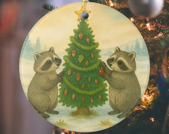 Adorno navideño de mapache: decoración festiva, regalo para los amantes de los mapaches