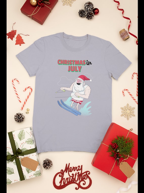 Christmas in July Shirt, Christmas Gift, Christmas Party, Santa tshirt, Christmas July, Tropical Christmas, Beach Christmas, Christmas Shirt