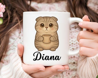 Taza de café personalizada con diseño de gato: regalo para amantes de los gatos