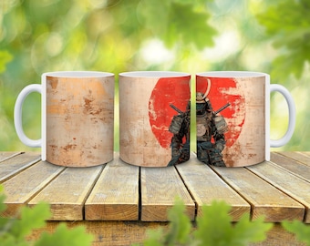 Personalizowany kubek do kawy z motywem samuraja, prezent w stylu japońskiej sztuki