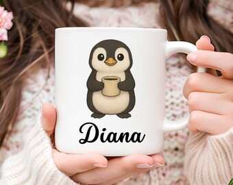 Personalized Penguin Mug, Penguin Coffee Mug, Penguin Lover Gift, Gift for Her, Cute Penguin Gift, Christmas Gift, Animal Mug, Cute Mug