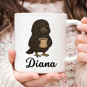 Personalized Crow Mug, Crow Coffee Mug, Crow Lover Gift, Gift for Her, Cute Crow Gift, Christmas Gift, Animal Lover Gift, Bird Mug, Bird Cup