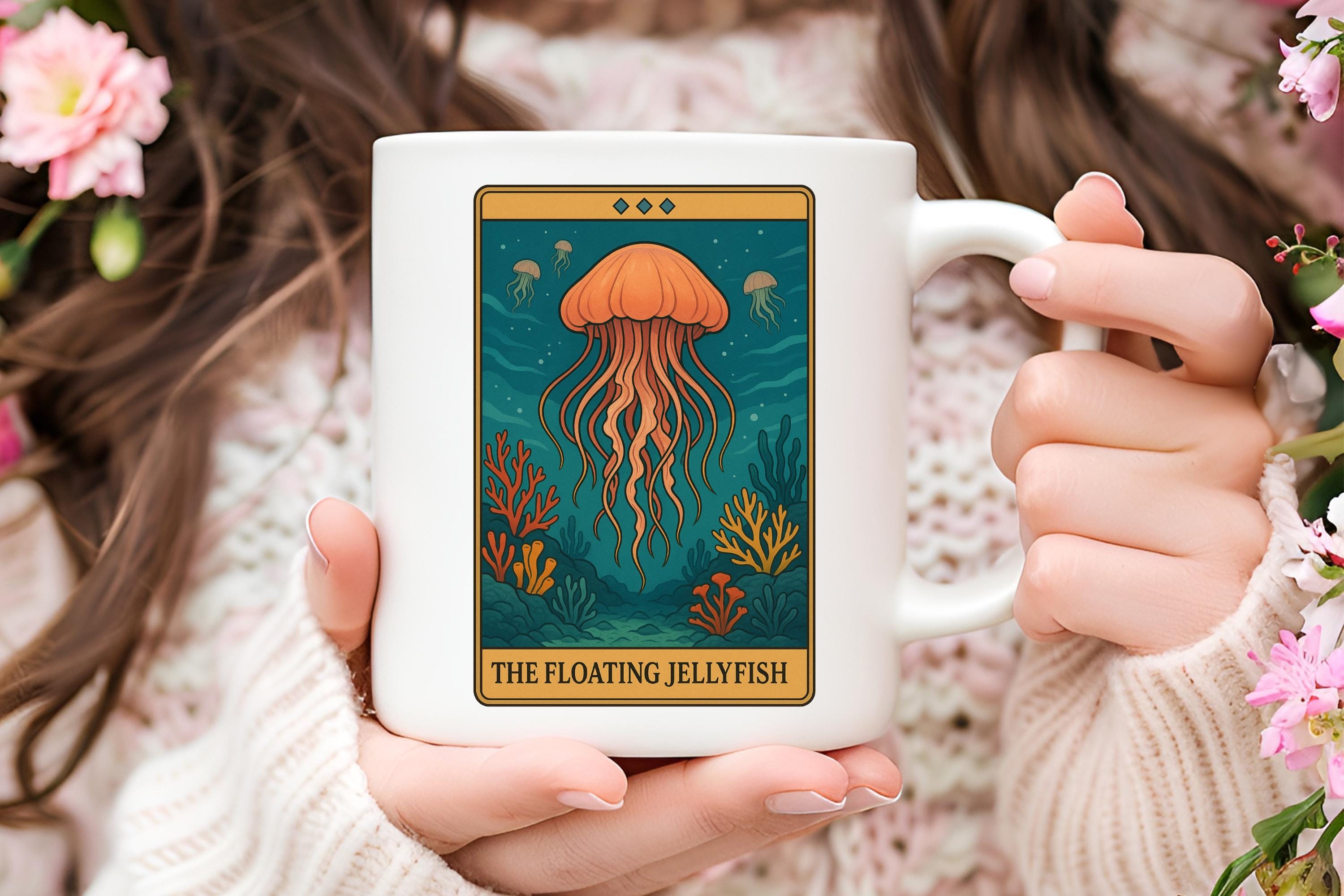 クラゲのタロットカードコーヒーマグ、海の生き物ギフト - Etsy 日本