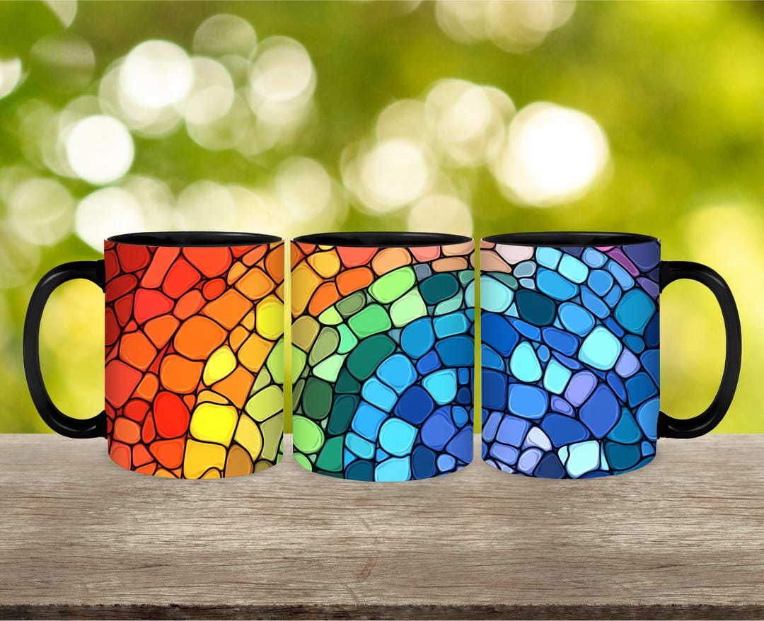 Personalized Stained Glass Rainbow Coffee Mug - Etsy