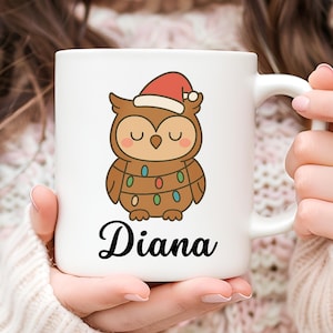 Mug hibou personnalisé, tasse hibou, cadeau hibou mignon, tasse à café hibou, cadeau pour elle, cadeau de Noël, mug mignon, mug animal, mug oiseau, cadeau amateur de hibou