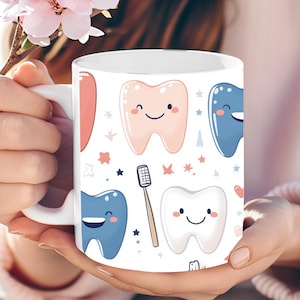 Personalized Teeth Mug: Dental Gift for Dentist, Hygienist