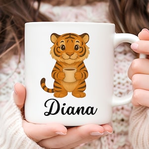 Personalized Tiger Mug, Tiger Coffee Mug, Tiger Lover Gift, Gift for Her, Cute Tiger Gift, Christmas Gift, Animal Mug, Cute Mug, Tiger Cup
