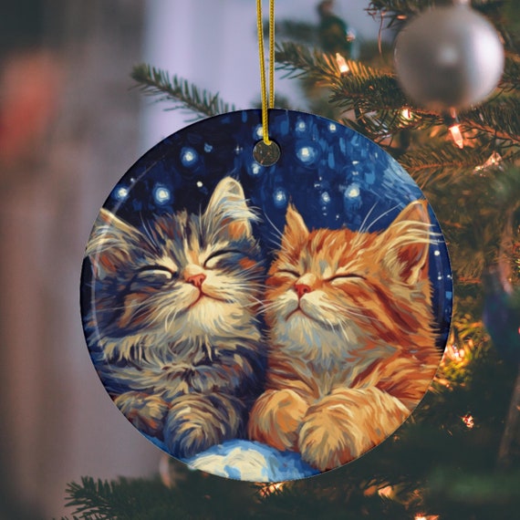 Christmas Cat Ornament, Festive Feline Gift, Holiday Décor - Etsy