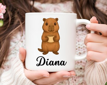 Gepersonaliseerde capibara-koffiemok, cadeau dierenliefhebber