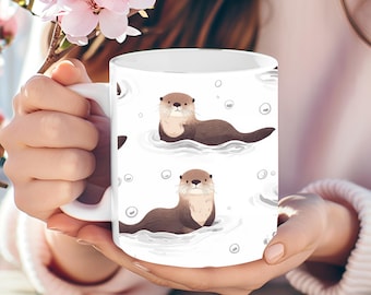 Personalized Otter Coffee Mug, Cute Animal Design