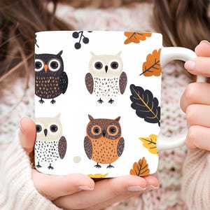 Mug hibou personnalisé, Mug amateur de hibou, Mug à café hibou, Mug hibou mignon, Mug animal, cadeau pour amoureux de la nature, cadeau pour amoureux des animaux, tasse hibou, mug hibou blanc