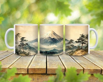 Personalized Mt Fuji Coffee Mug, Japanese Art Gift