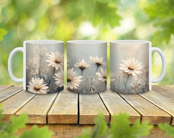 Gepersonaliseerde vintage madeliefje koffiemok: bloemenbotanisch cadeau