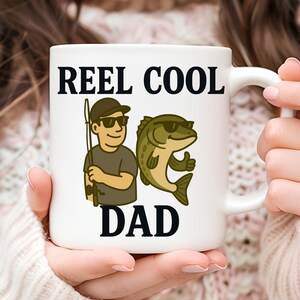 Reel Cooler Papa Becher, Vatertagsgeschenk, Angeln-Liebhaber-Becher, Angeln-Kaffeebecher, Geschenk für ihn, Bass-Angeln-Becher, Fischer-Geschenk, Geschenk für Papa