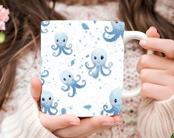 Personalized Octopus Coffee Mug, Animal Art