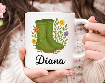 Personalized Floral Gardening Mug, Gardener Gift
