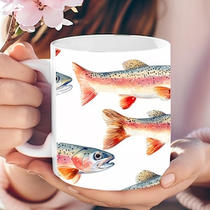 Personalized Rainbow Trout Coffee Mug: Fly Fishing Gift