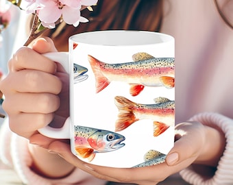 Personalized Rainbow Trout Coffee Mug: Fly Fishing Gift