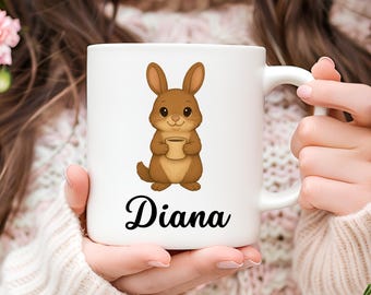Gepersonaliseerde konijnenmok, konijn koffiemok, konijn minnaar cadeau, cadeau voor haar, leuk konijn cadeau, kerstcadeau, dierenmok, leuke mok