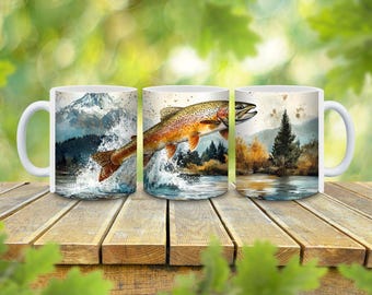 Personalized Rainbow Trout Coffee Mug: Fly Fishing Gift