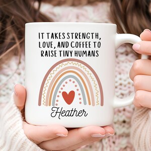 Personalized Rainbow Mom Coffee Mug: Custom Name Gift