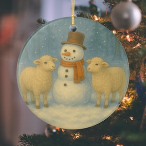 Christmas Sheep Ornament: Ceramic Holiday Keepsake