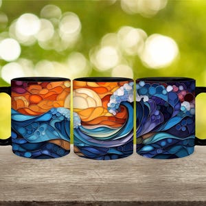Personalized Stained Glass Beach Mug: Nautical Ocean Art