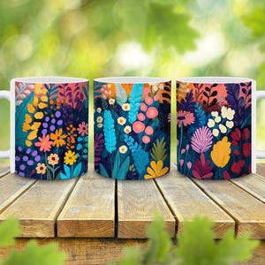 Personalized Boho Flower Mug, Flower Coffee Mug, Flower Lover Gift, Boho Coffee Mug, Gift for Her, Flower Cup, Floral Mug, Botanical Mug