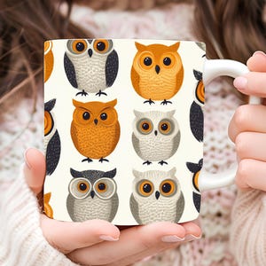 Mug hibou personnalisé, Mug amateur de hibou, Mug à café hibou, Mug hibou mignon, Mug animal, cadeau pour amoureux de la nature, cadeau pour amoureux des animaux, tasse hibou, mug hibou blanc