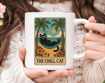 Chill Cat Tarot Card Coffee Mug: Cat Lover Gift