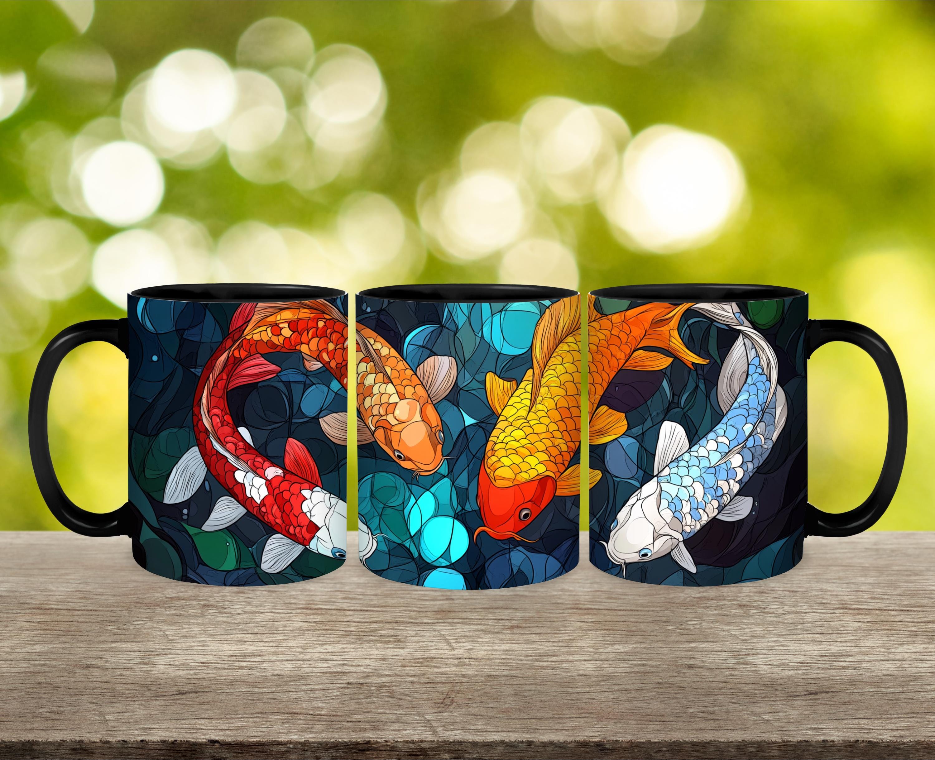 Personalized Stained Glass Koi Fish Mug: Artistic Coffee Cup - Etsy