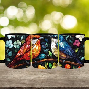 Personalized Stained Glass Bird Mug: Bird Lover Gift