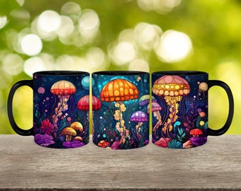 Tazza da caffè personalizzata con meduse in vetro colorato: regalo di vita marina