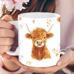 Tazza personalizzata con mucca delle Highlands, regalo per amanti delle mucche, tazza da caffè con mucca delle Highlands, tazza da agricoltura, regalo per lei, tazza con mucca, tazza con animali, tazza con mucca carina