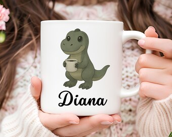Personalized Dinosaur Coffee Mug, Cute Dino Gift