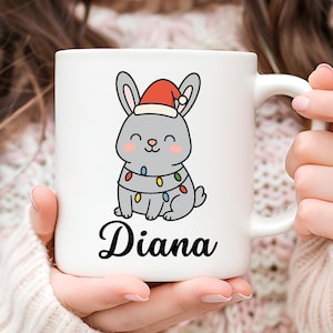 Personalized Rabbit Mug, Cute Rabbit Gift, Gift for Her, Rabbit Coffee Mug, Animal Mug, Cute Mug, Christmas Gift, Rabbit Lover Gift