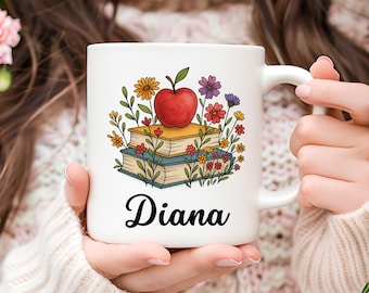 Personalized Floral Teacher Mug: Thank You Gift