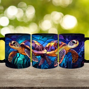 Personalisierte Glasmalerei-Schildkröten-Tasse: Ozean-Liebhaber-Geschenk