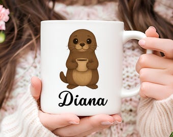 Personalized Seal Mug, Seal Coffee Mug, Seal Lover Gift, Gift for Her, Cute Seal Gift, Christmas Gift, Animal Mug, Cute Mug, Seal Cup
