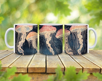 Tazza da caffè personalizzata con meduse giapponesi, regalo per gli amanti dell'oceano