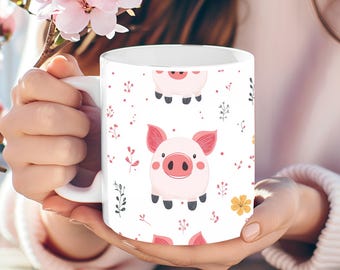 Personalized Pig Coffee Mug, Farm Animal Lover Gift