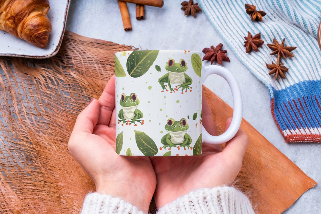 Personalized Frog Coffee Mug, Kawaii Green Animal Mug - Etsy