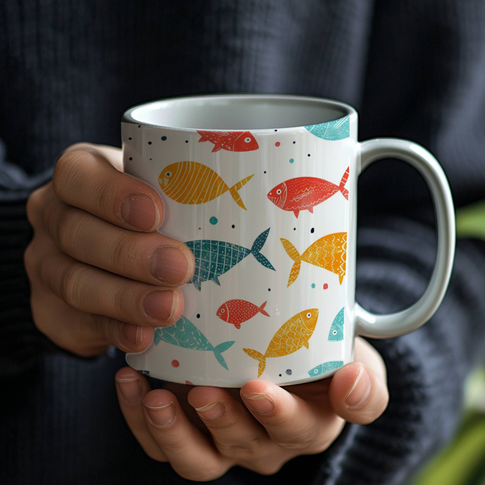 View of Personalized Fish Mug, Fathers Day Gift, Fisherman Coffee Cup, Fish ...