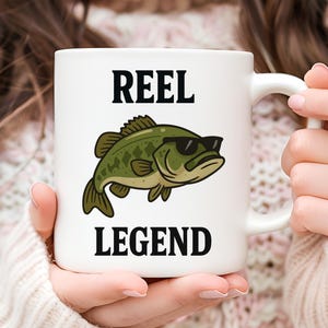 Reel Legend Mug, Father’s Day Gift, Fishing Lover Mug, Fishing Coffee Mug, Gift for Him, Bass Fishing Mug, Fisherman Gift, Gift for Dad