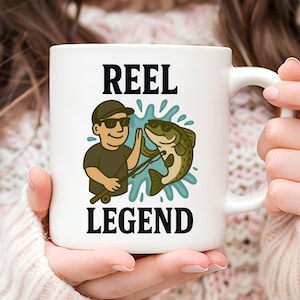 Reel Legend Mug, Gift for Dad, Gift for Him, Bass Fishing Mug, Father’s Day Gift, Fishing Lover Mug, Fishing Coffee Mug, Fisherman Gift