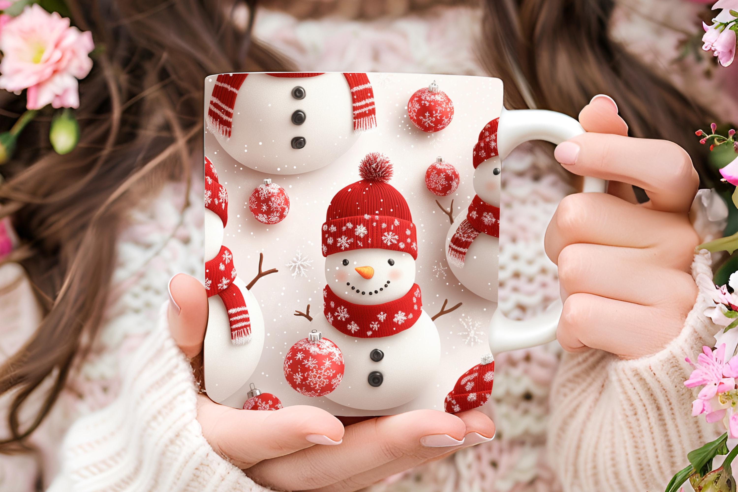 Tazza Natalizia Con Pupazzo Di Neve - Ceramica 400ml Con Coperchio - Simpatica Tazza Invernale Per Caffè, Tè E Cioccolata Calda