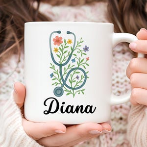 Personalized Nurse Mug, Nurse Coffee Mug, Nurse Lover Gift, Gift for Her, Gift for Nurse, Appreciation Gift, Gift for Nurse, Floral Mug